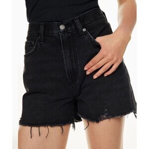 NWT Denim Forum 90s boyfriend black eyeliner raw hem mini shorts high waisted 29
